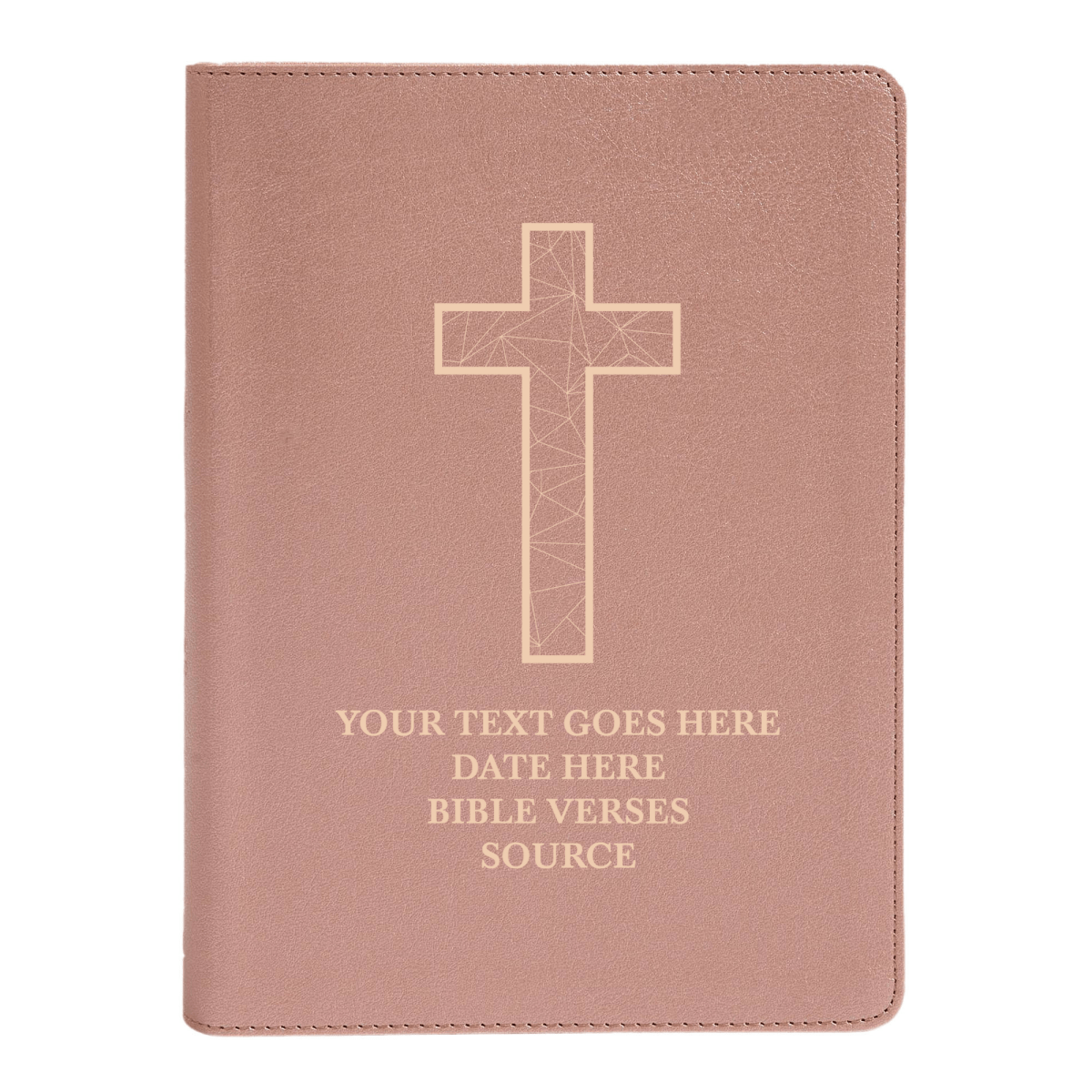 Personalized CSB She Reads Truth Community Study Bible Faux Leather Medium Print Size Rose Gold with FULL COVER Geometric Cross Design | Shepherds Shelf - Shepherds Shelf