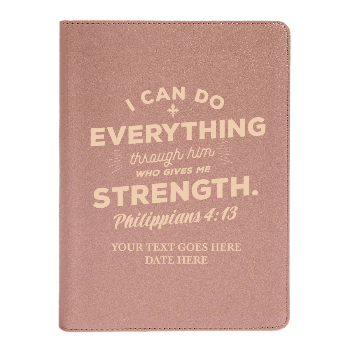 Personalized CSB She Reads Truth Community Study Bible Faux Leather Medium Print Size Rose Gold with FULL COVER Philippians 4:13 Design | Shepherds Shelf - Shepherds Shelf