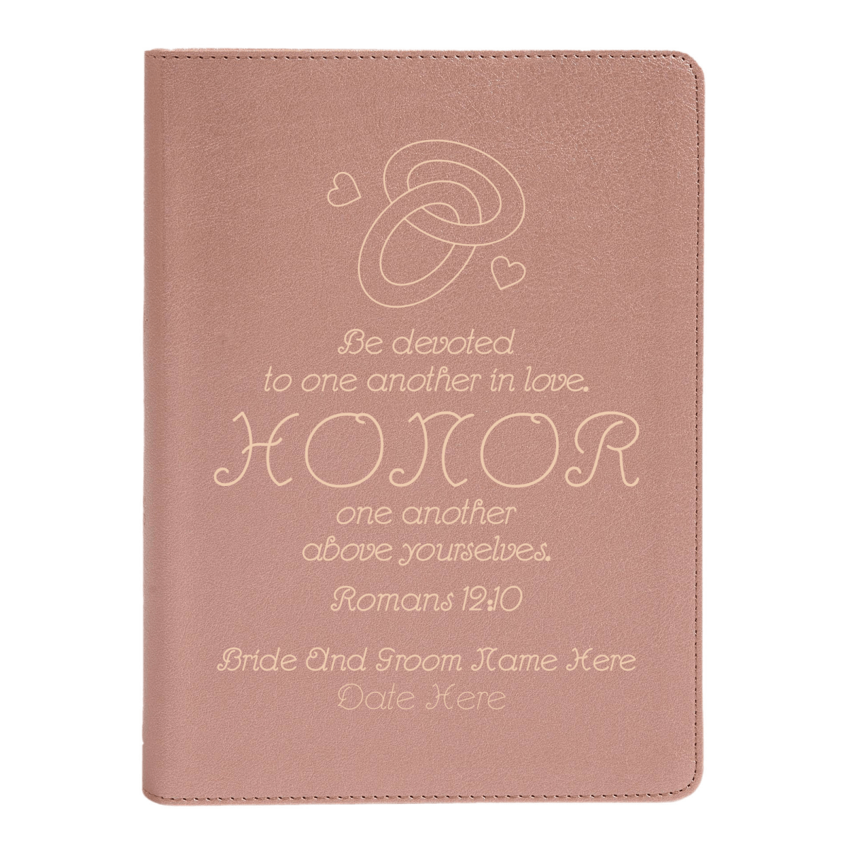 Personalized CSB She Reads Truth Community Study Bible Faux Leather Medium Print Size Rose Gold with FULL COVER Romans 12:10 Design | Shepherds Shelf - Shepherds Shelf