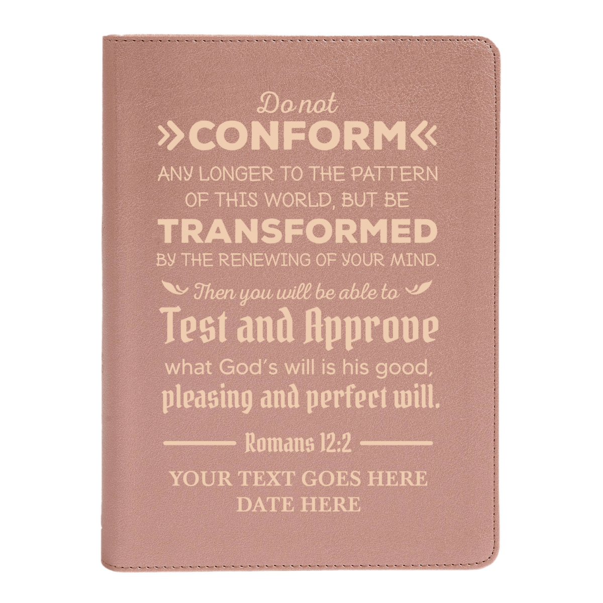 Personalized CSB She Reads Truth Community Study Bible Faux Leather Medium Print Size Rose Gold with FULL COVER Romans 12:2 Design | Shepherds Shelf - Shepherds Shelf
