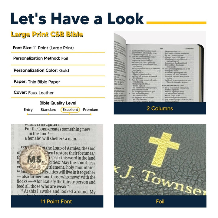 Personalized CSB Thinline Bible Large Print Size Black Wedding Design | Shepherds Shelf - Shepherds Shelf