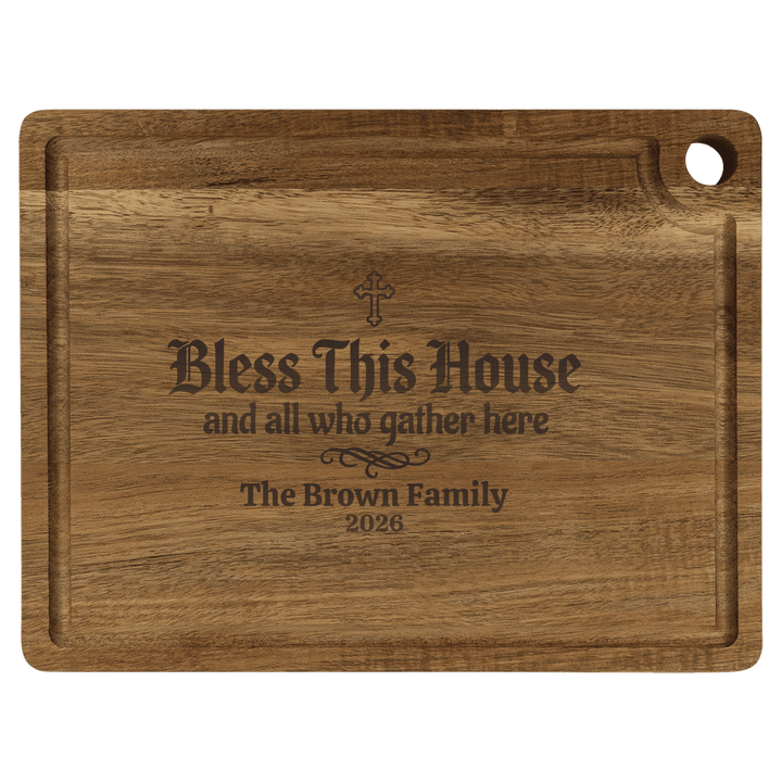 Personalized Cutting Board – Bless This House And All Who Gather - Shepherds Shelf