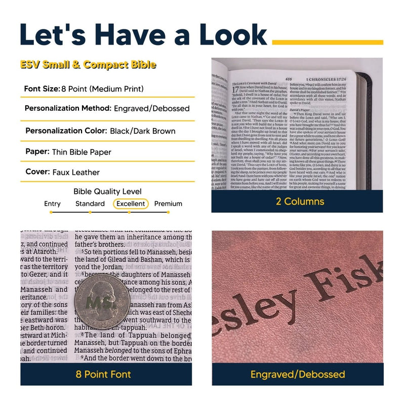 ESV Brown Compact Size Holy Bible Medium Print