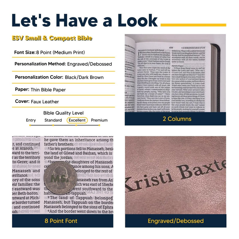 ESV Dark Brown Compact Size Holy Bible Medium Print