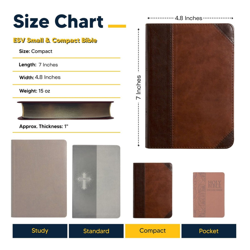ESV Dark Brown Compact Size Holy Bible Medium Print