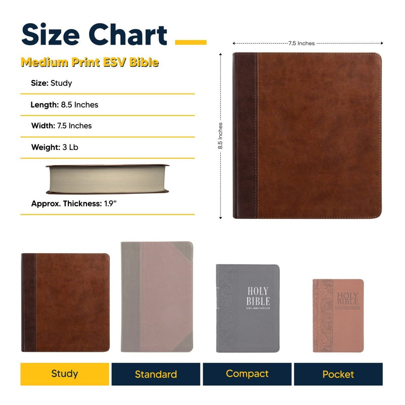 ESV Double Column Faux Leather Classic Study Bible  with Full Cover 1 John 4:19 Verse For Good and Name Gift for Christian & Religious Celebrations Small Print | Shepherds Shelf