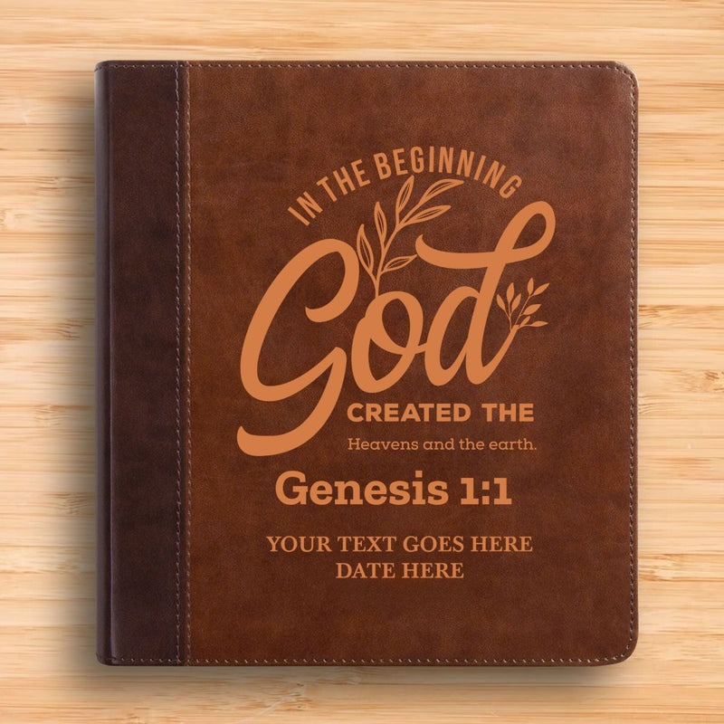ESV Double Column Faux Leather Classic Study Bible  with Full Cover Genesis 1:1 Verse For Good and Name Gift for Christian & Religious Celebrations Small Print | Shepherds Shelf