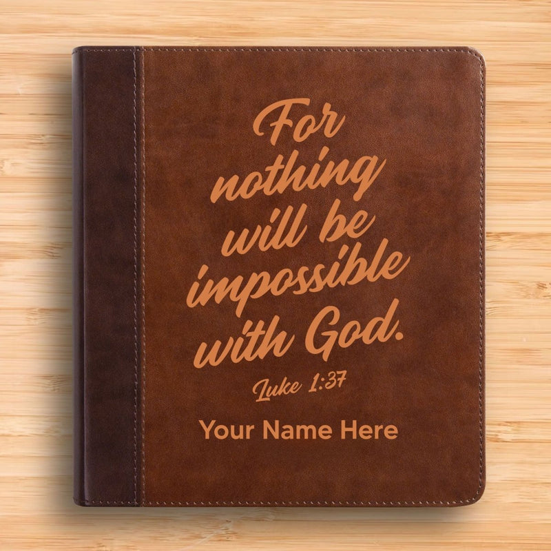 ESV Double Column Faux Leather Classic Study Bible  with Full Cover Luke 1:37 Verse For Good and Name Gift for Christian & Religious Celebrations Small Print | Shepherds Shelf