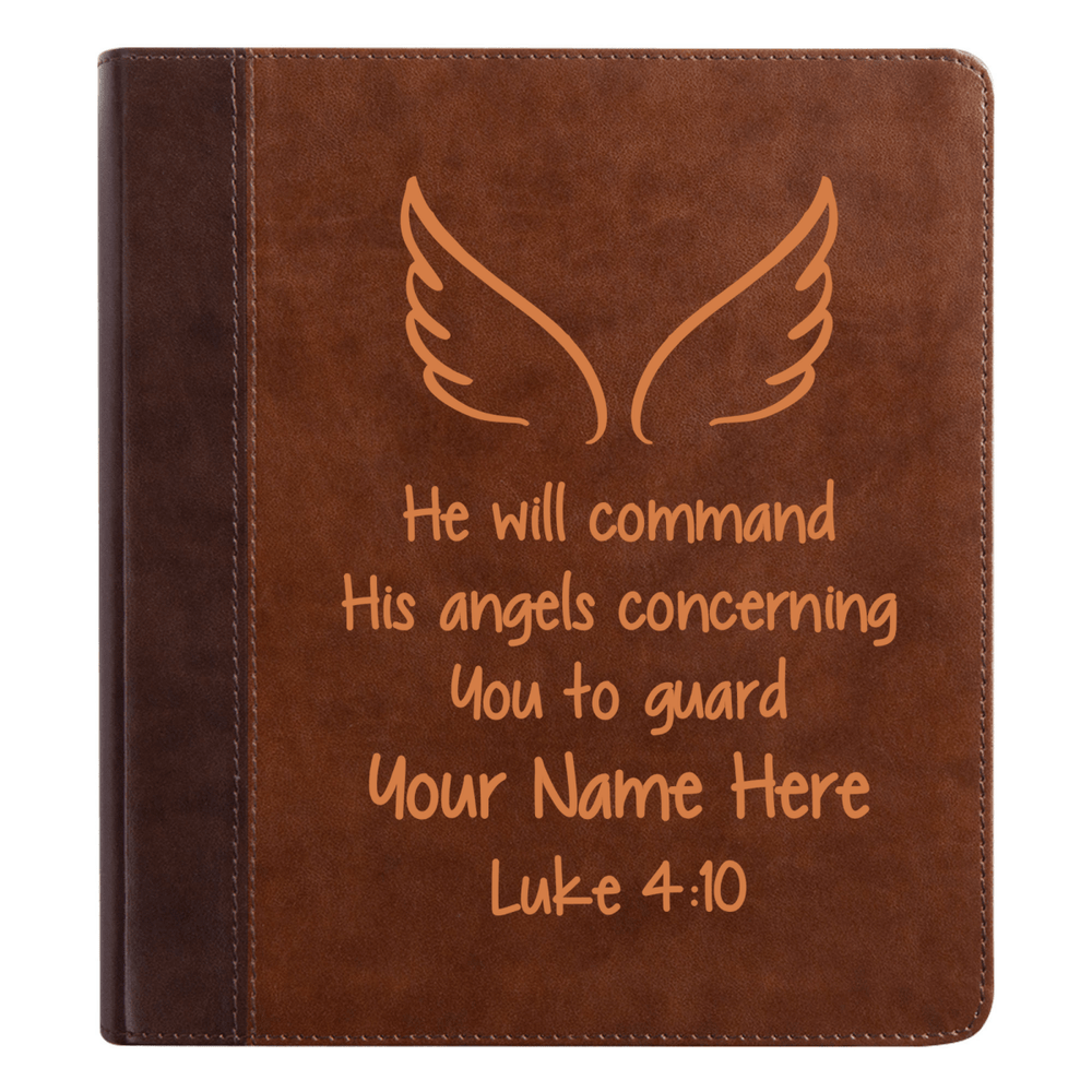 ESV Double Column Faux Leather Classic Study Bible |  with Full Cover Luke 4:10 Bible Verse and Name| Gift for Christian & Religious Celebrations Small Print | Shepherds Shelf