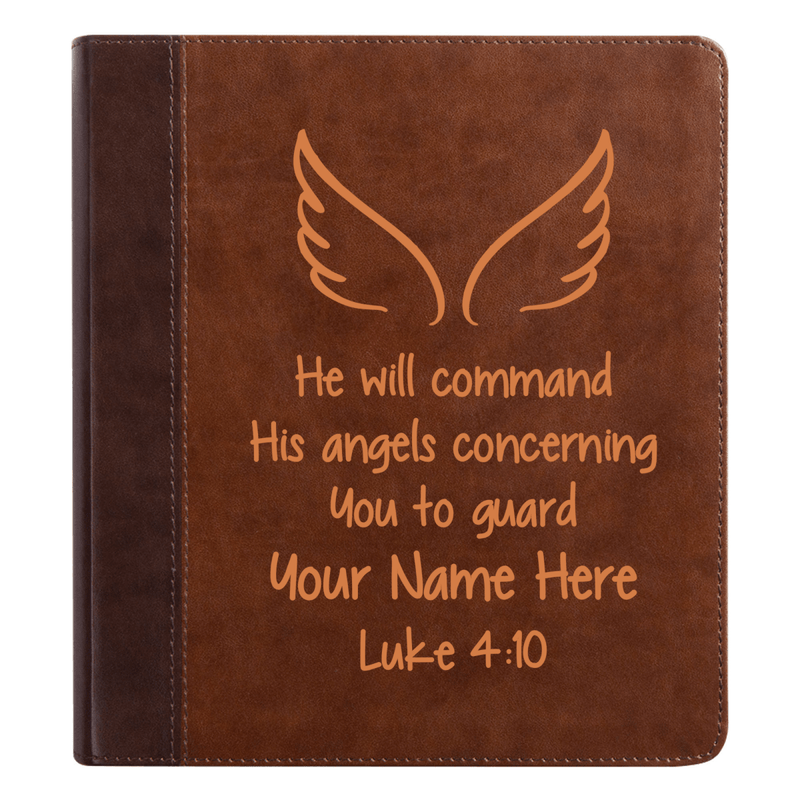 ESV Double Column Faux Leather Classic Study Bible |  with Full Cover Luke 4:10 Bible Verse and Name| Gift for Christian & Religious Celebrations Small Print | Shepherds Shelf