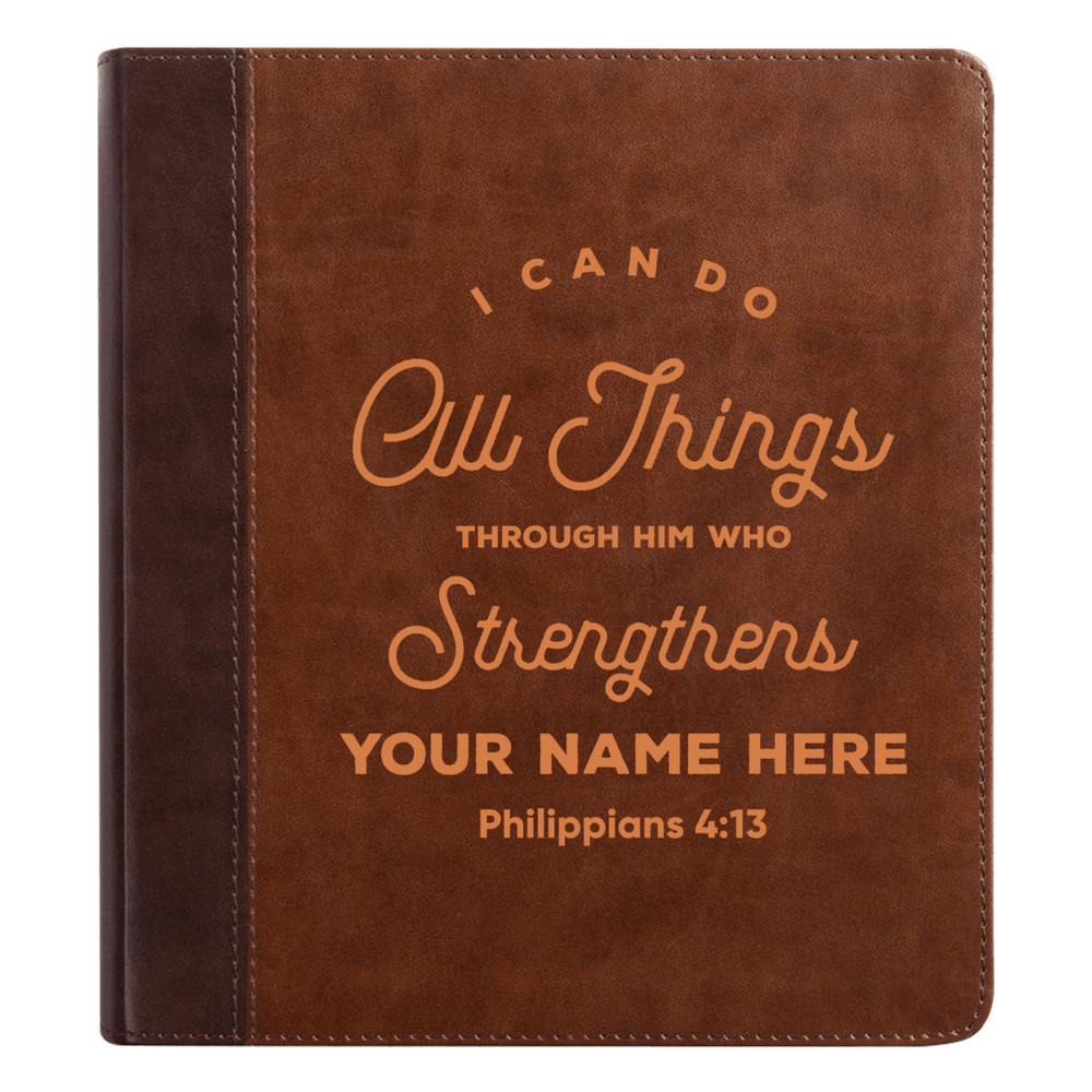 ESV Double Column Faux Leather Classic Study Bible |  with Full Cover Philippians 4:13 Bible Verse and Name| Gift for Christian & Religious Celebrations Small Print | Shepherds Shelf
