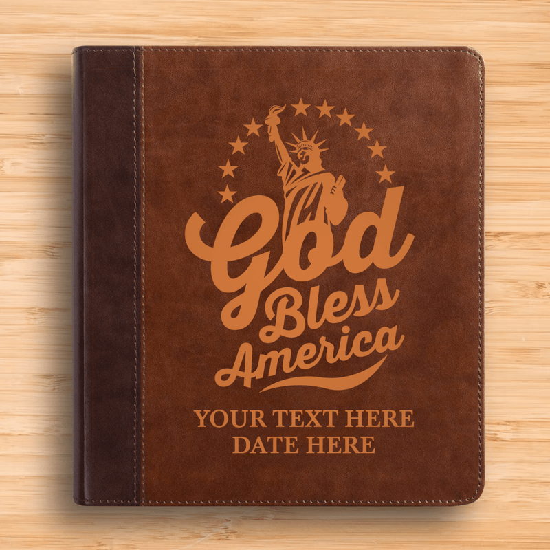 ESV Double Column Faux Leather Classic Study Bible Small Print  Name and God Bless America Design Gift for Christian & Patriotic Celebrations | Shepherds Shelf