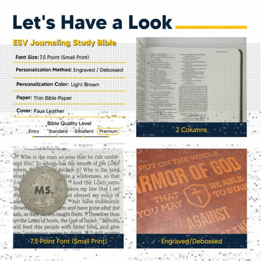 Personalized ESV Double Column Faux Leather Classic Study Bible Small Print Custom Name and God Bless America Design Gift for Christian & Patriotic Celebrations | Shepherds Shelf - Shepherds Shelf
