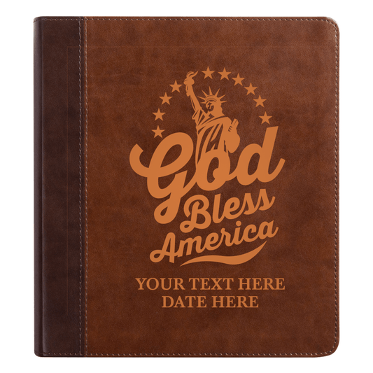 Personalized ESV Double Column Faux Leather Classic Study Bible Small Print Custom Name and God Bless America Design Gift for Christian & Patriotic Celebrations | Shepherds Shelf - Shepherds Shelf