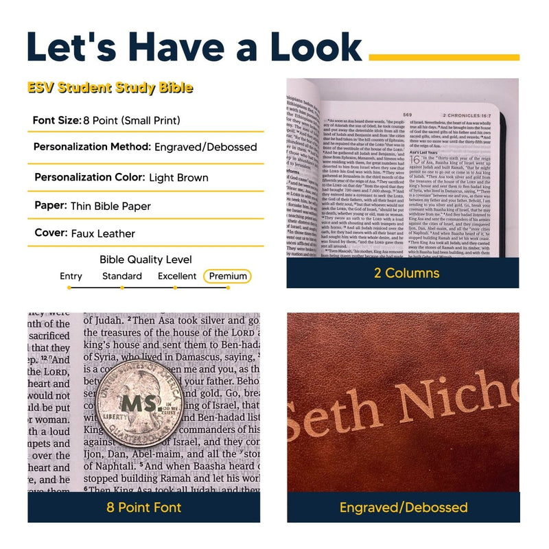 ESV Brown Standard Size Holy Bible Small Print