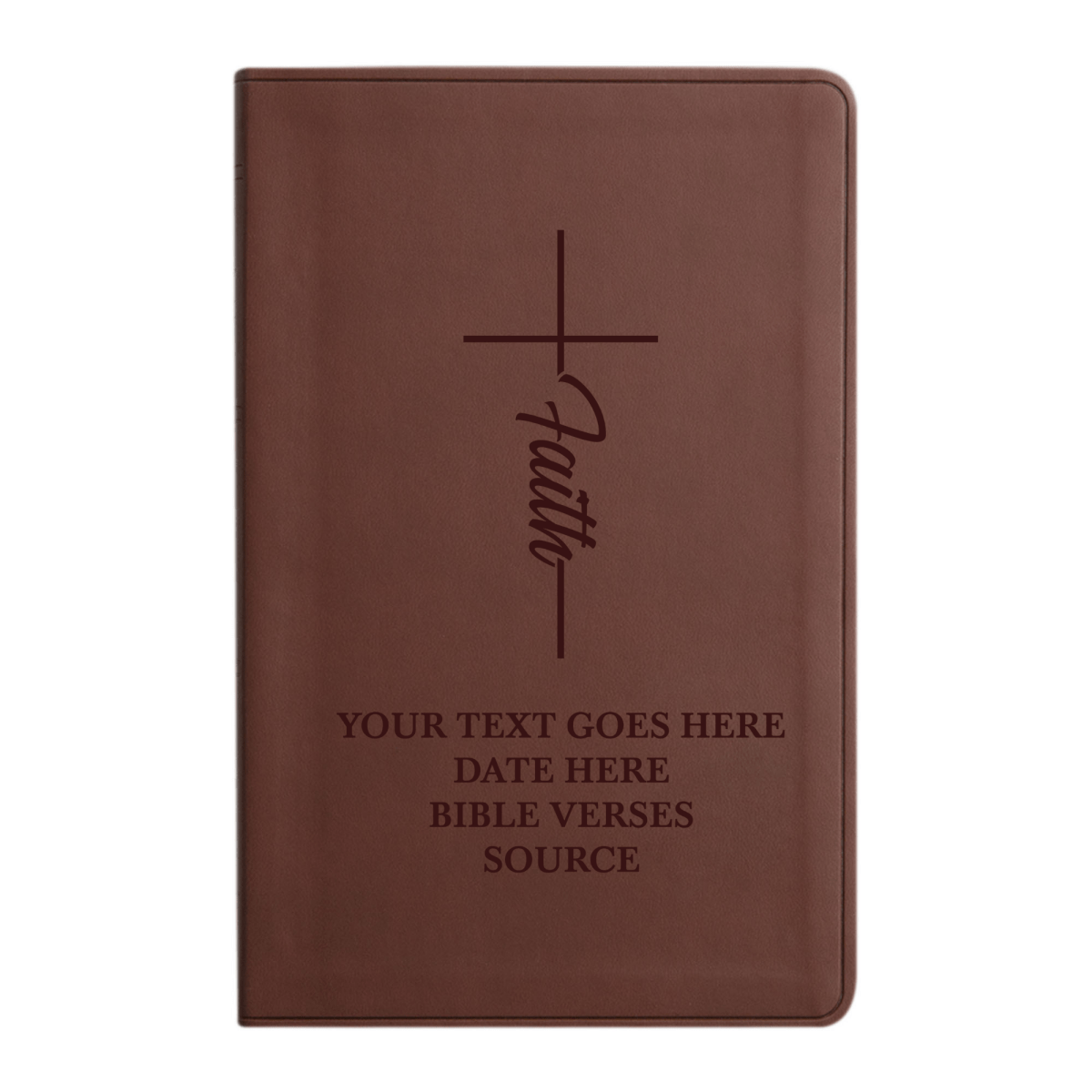 Personalized ESV Thinline Bible Large Print Faux Leather Holy Bible with Faith Cross Design Brown | Shepherds Shelf - Shepherds Shelf