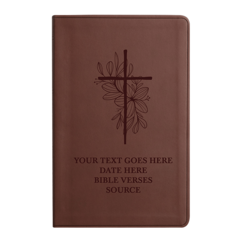 ESV Brown Standard Size Holy Bible Large Print | Floral Cross