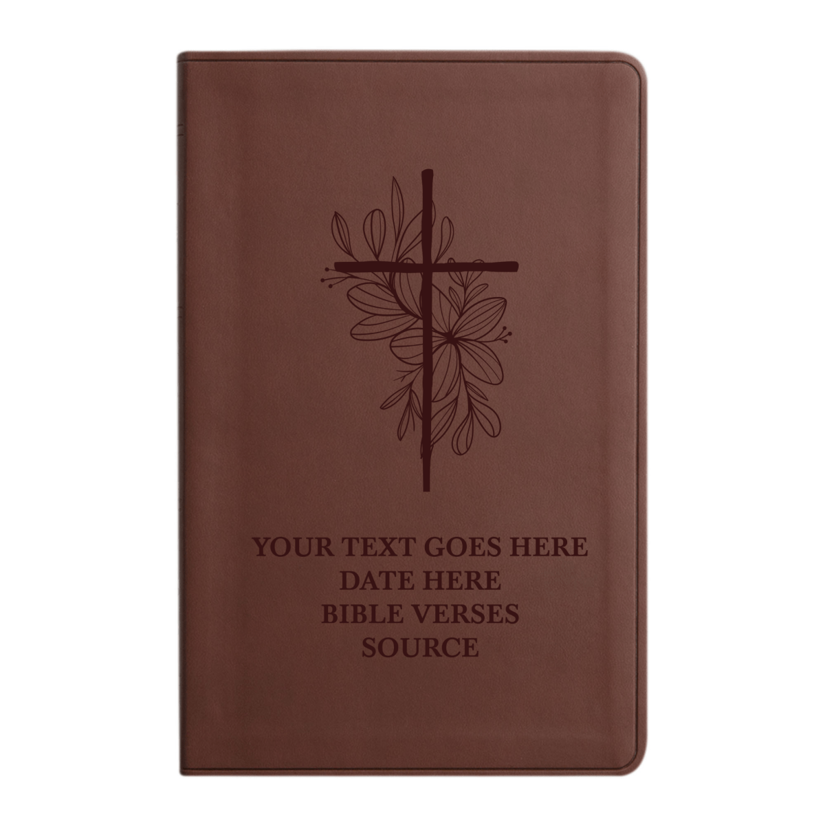Personalized ESV Thinline Bible Large Print Faux Leather Holy Bible with Floral Cross Design Brown | Shepherds Shelf - Shepherds Shelf