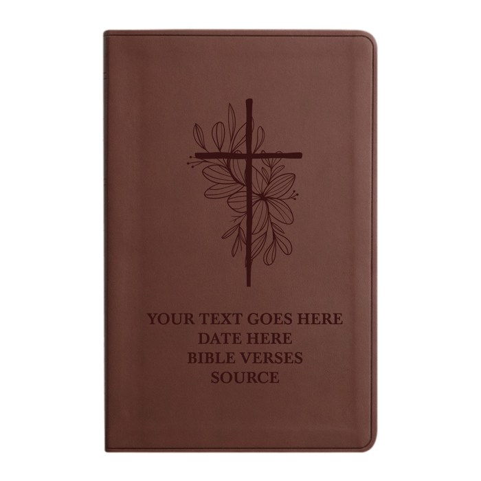 ESV Brown Standard Size Holy Bible Large Print | Floral Cross