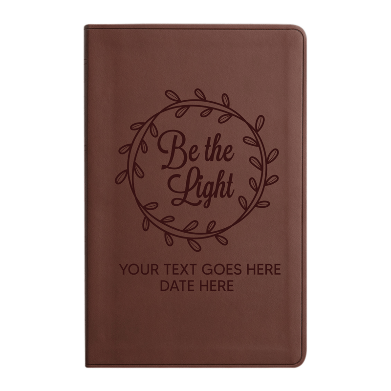 Personalized ESV Thinline Bible Large Print Faux Leather Holy Bible with Full Cover Be the Light Design Brown | Shepherds Shelf