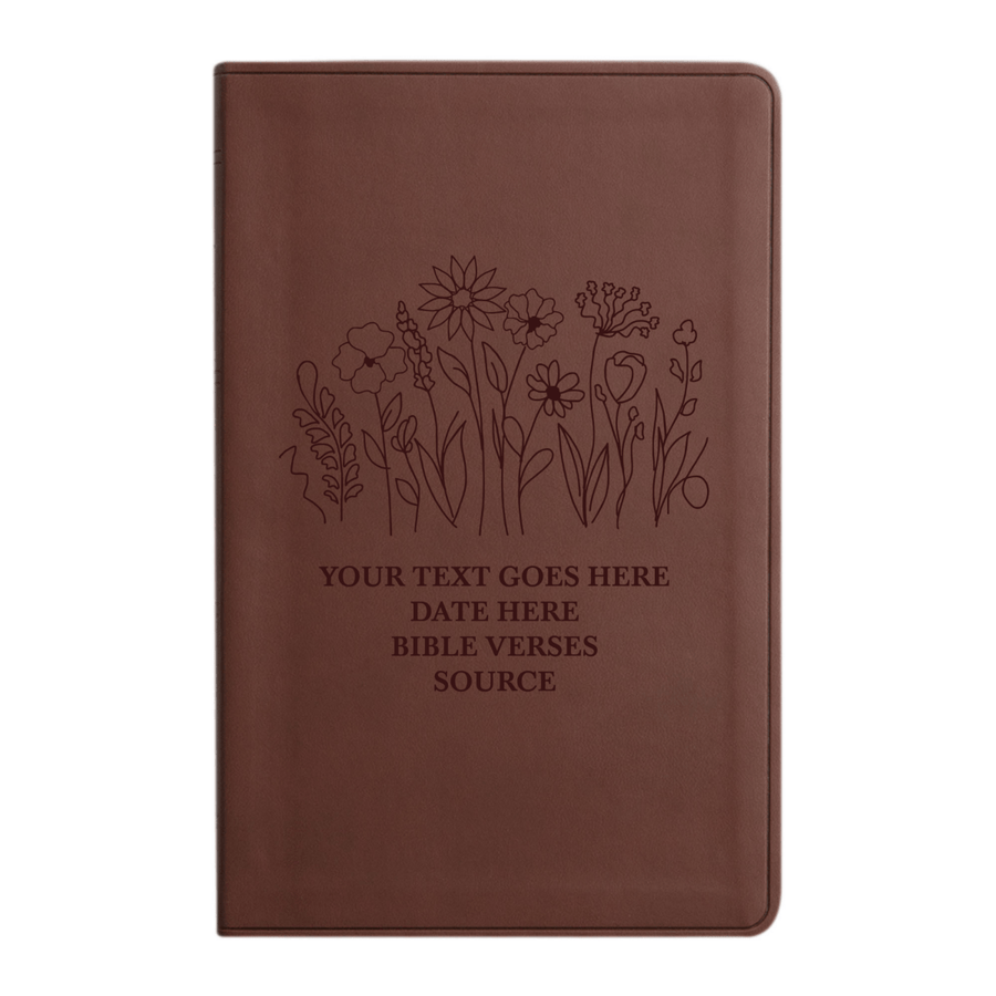 Personalized ESV Thinline Bible Large Print Faux Leather Holy Bible with Garden Design Brown | Shepherds Shelf - Shepherds Shelf