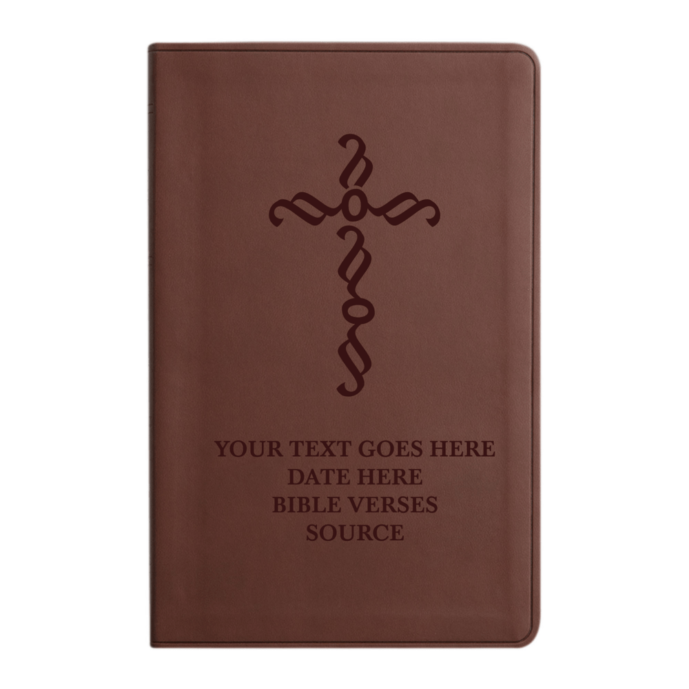 ESV Brown Standard Size Holy Bible Large Print | Pen Stroke Cross