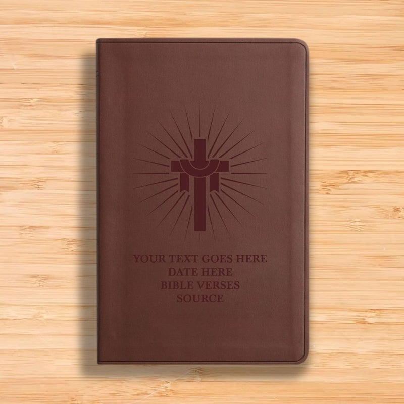 ESV Brown Standard Size Holy Bible Large Print | Sun Rays Cross