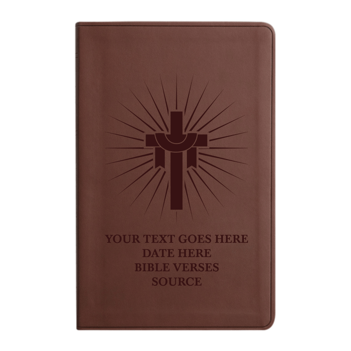 ESV Brown Standard Size Holy Bible Large Print | Sun Rays Cross