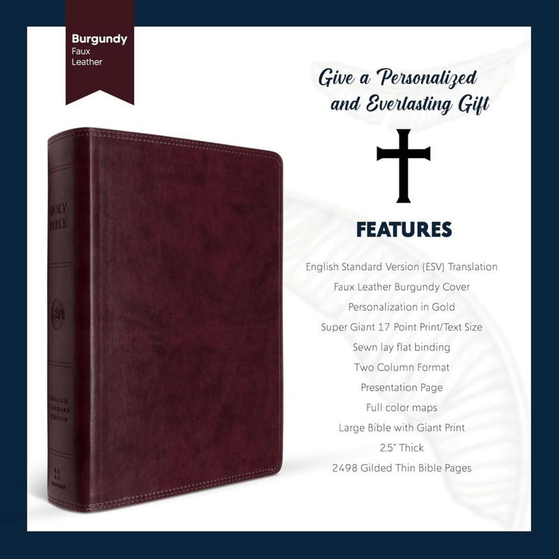 Faux Leather  ESV Holy Bible  with Name | Giant Text | English Standard Version Extra Large  Gift Bible for Religious Occasions, Black