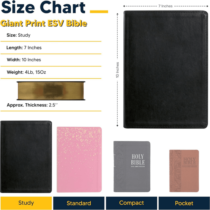 Personalized Faux Leather Custom ESV Holy Bible Personalized with Name | Giant Text | English Standard Version Extra Large Custom Gift Bible for Religious Occasions, Black - Shepherds Shelf