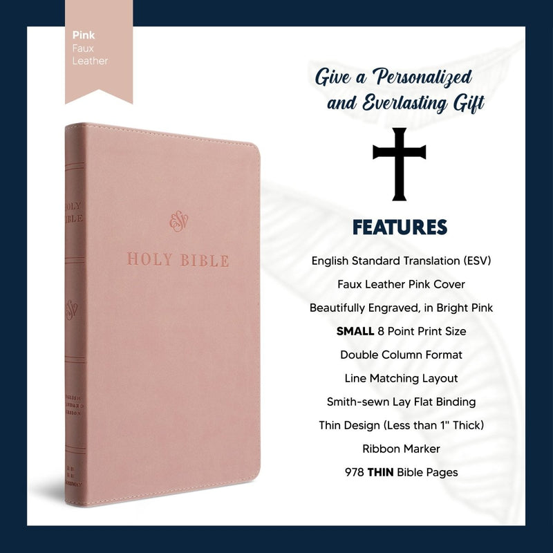 ESV Pink Standard Size Premium Holy Bible Small Print