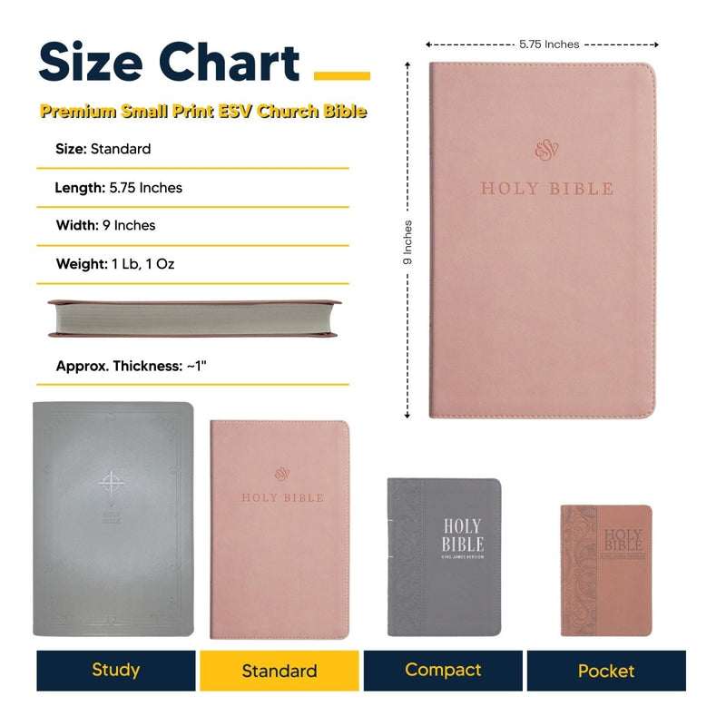 ESV Pink Standard Size Premium Holy Bible Small Print