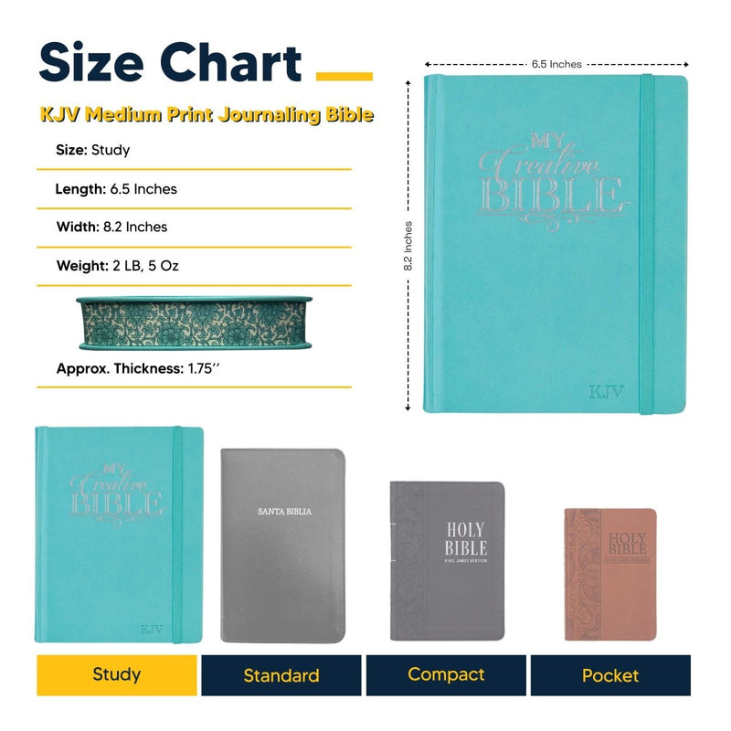 KJV Teal Study Size Holy Bible Medium Print