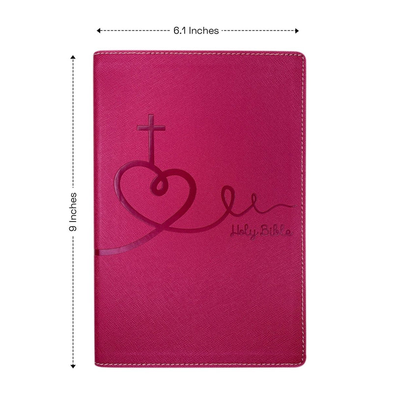 NIV Pink Standard Size Kids Holy Bible Medium Print | Heart and Cross
