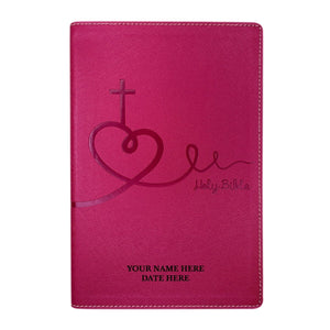 NIV Pink Standard Size Kids Holy Bible Medium Print | Heart and Cross