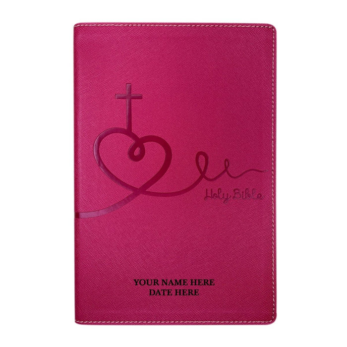 NIV Pink Standard Size Kids Holy Bible Medium Print | Heart and Cross
