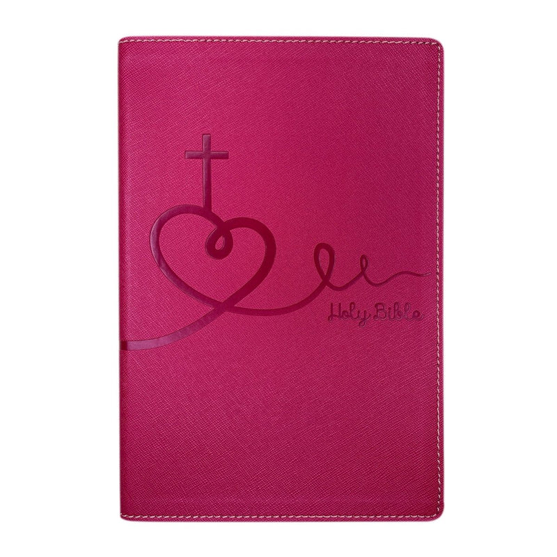 NIV Pink Standard Size Kids Holy Bible Medium Print | Heart and Cross