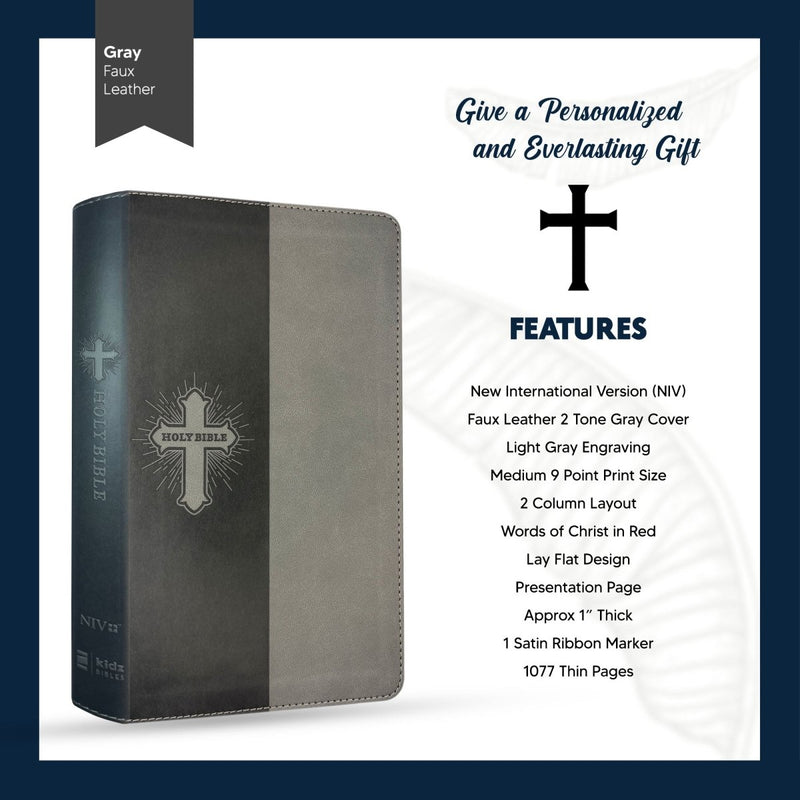 NIV Gray Standard Size Kids Holy Bible Medium Print