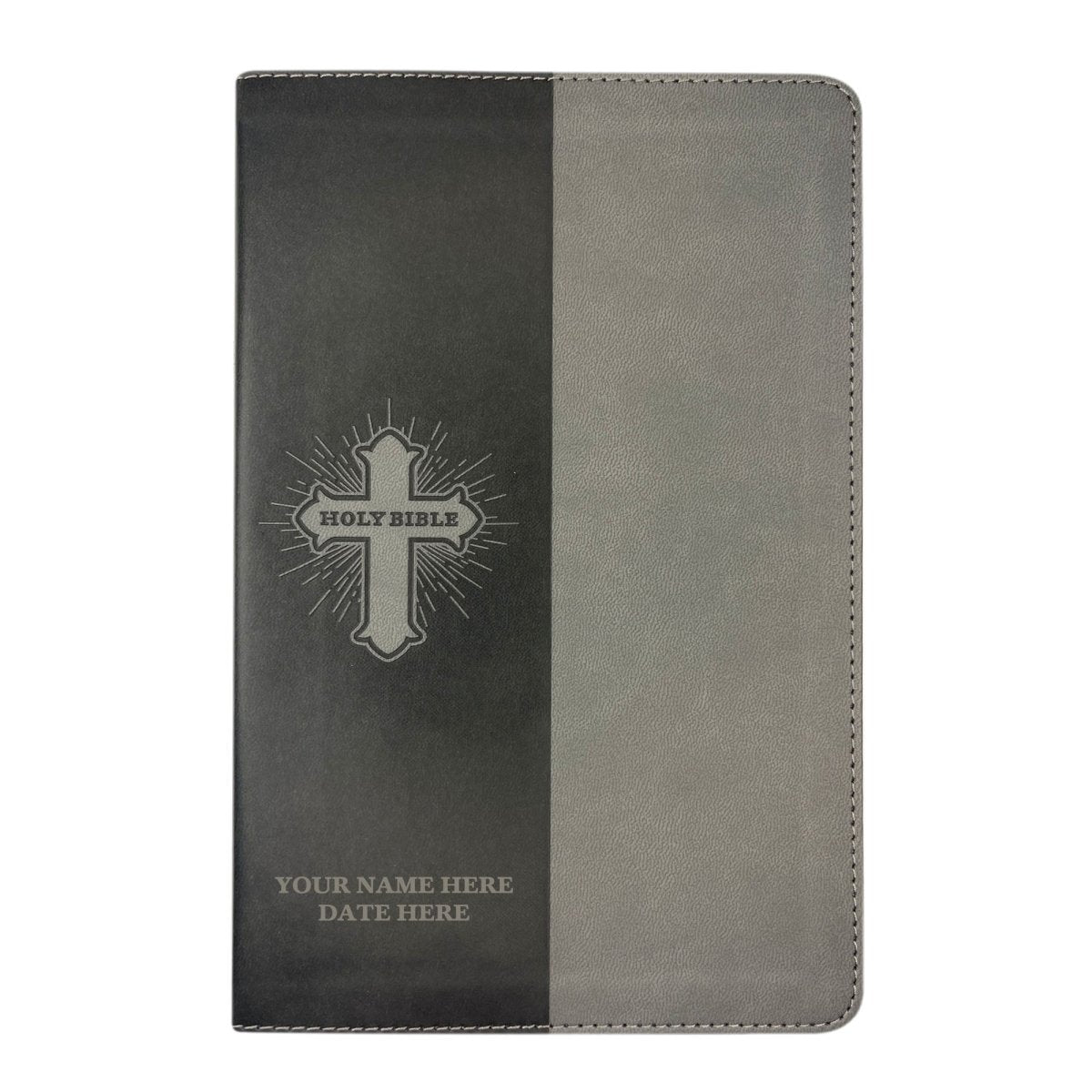 Personalized Faux Leather NIV Kids Bible with Custom Name and Date in Light Gray Medium Print Size Thin New International Version Bible Gray | Shepherds Shelf - Shepherds Shelf