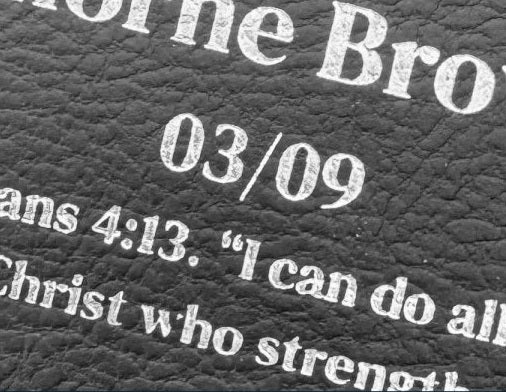 Actual personalization sample for this Bible