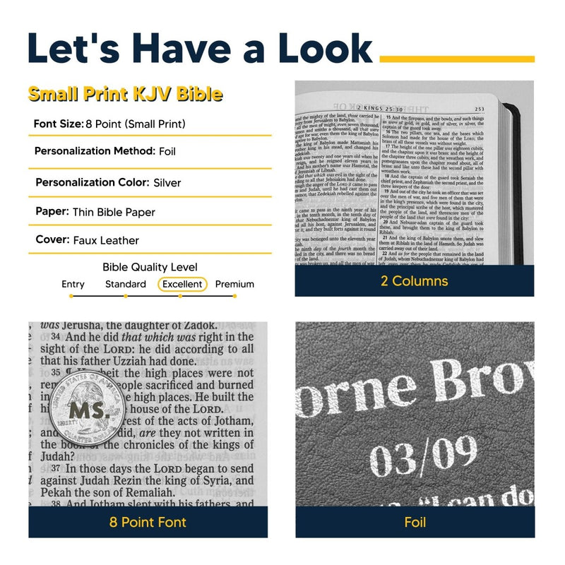 KJV Gray Standard Size Holy Bible Small Print | Lion Head