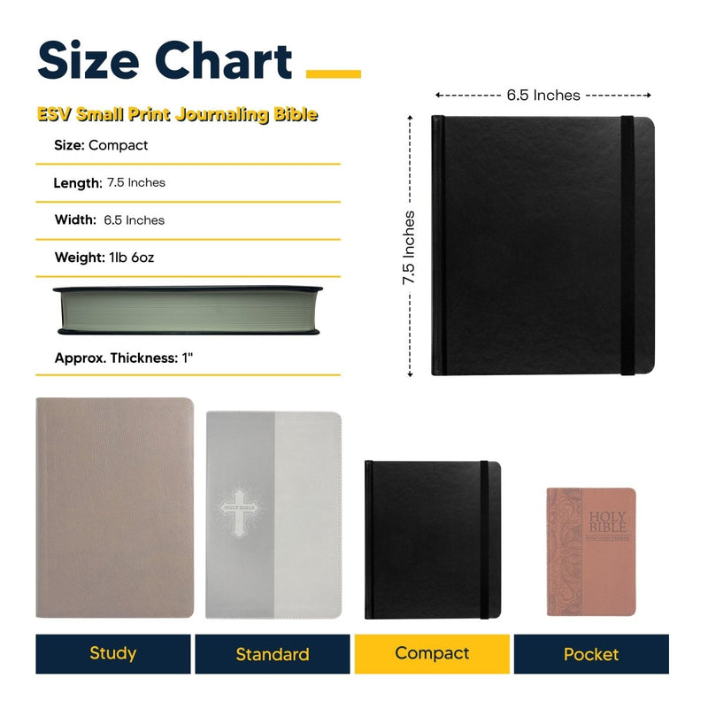 ESV Black Standard Size Journaling Holy Bible Small Print