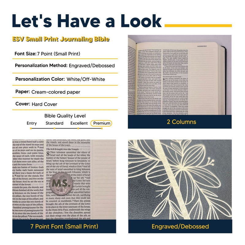 ESV Black Standard Size Journaling Holy Bible Small Print