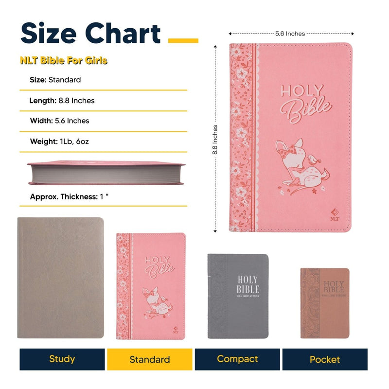 NLT Pink Standard Size Holy Bible Medium Print | Forest Animal