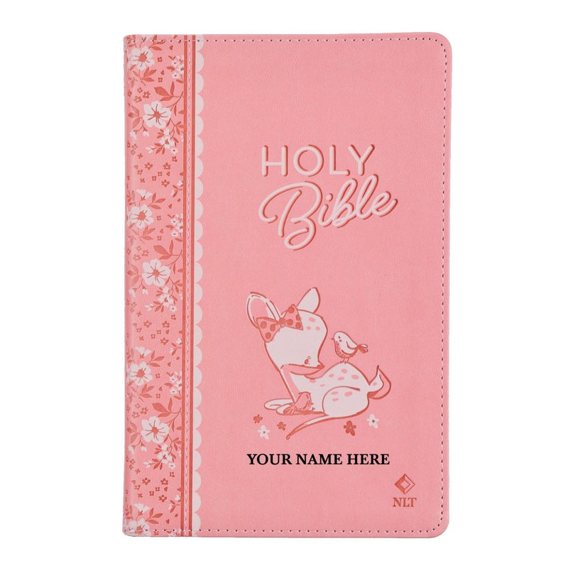 NLT Pink Standard Size Holy Bible Medium Print | Forest Animal