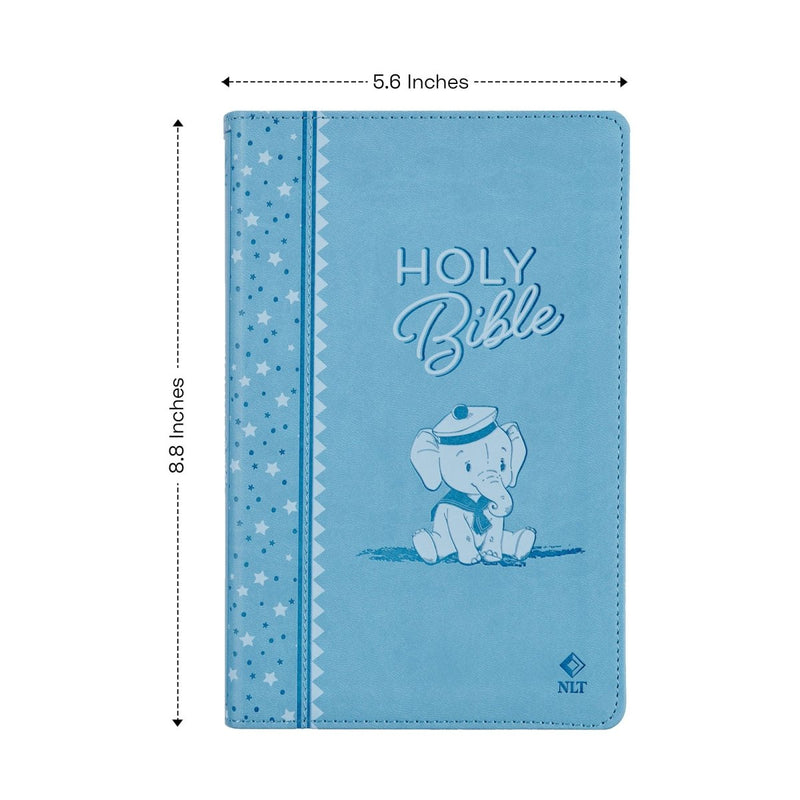 NLT Blue Standard Size Holy Bible Medium Print | Illustrated Elephant