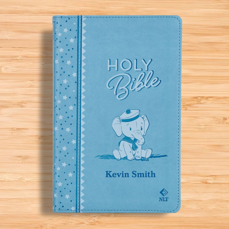 NLT Blue Standard Size Holy Bible Medium Print | Illustrated Elephant