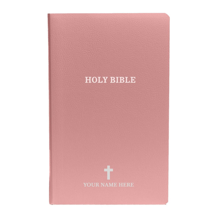 Personalized KJV Bible King James Version Faux Leather Holy Bible with Custom Name SMALL PRINT with Red - Highlighted Verses Pink | Shepherds Shelf - Shepherds Shelf