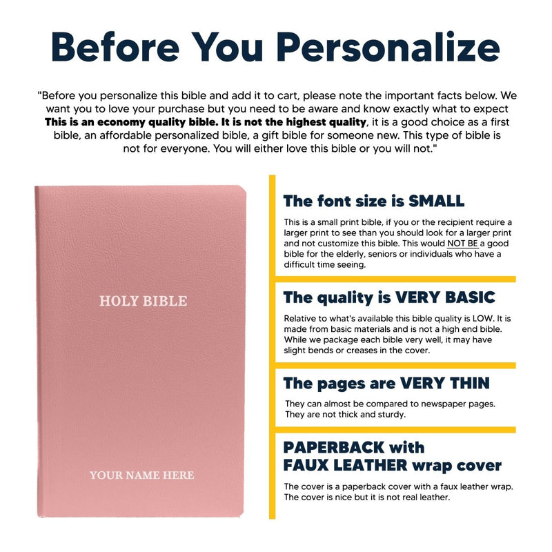 KJV Pink Standard Size Holy Bible Small Print