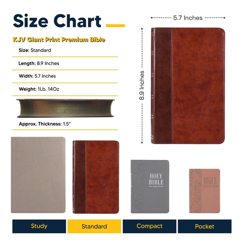 KJV Brown Standard Size Premium Holy Bible Large Print